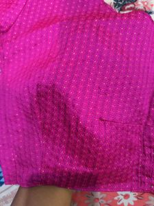 Purple Pink Flower Work Saree With Blouse.