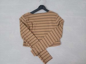 Striped Long Sleeve Crop Top
