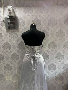 Elegant Silver Evening Gown