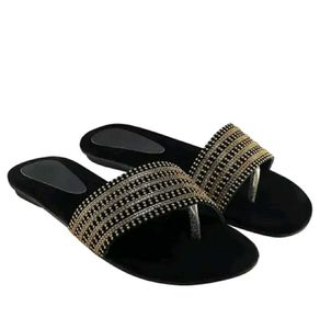 BRAND NEW FLATS WITH GOLDEN & SILVER DIAMOND BEADS