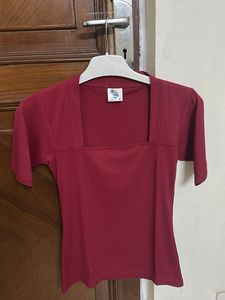 Maroon Square Neck Top