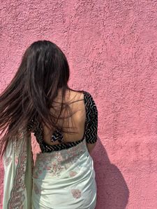 Handwork &amp; Embroidered Saree With Blouse