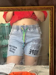 Graphic Denim Shorts