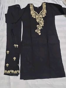 Elegant Black Embroidered Kurta Set
