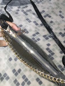 Black Embellished Chain Bag