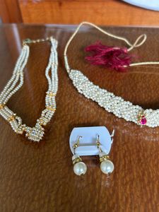 -Pearl Neckpeice+ Earrings