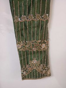 Olive Green Four piece dress (semi stitched)