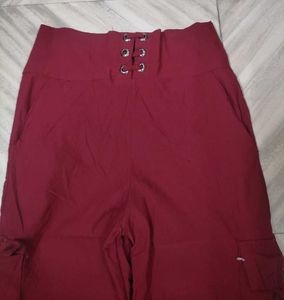 Maroon Crop Top And Bottom Pants