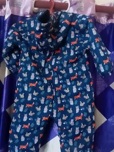 Cute Printed Dungree For Infant