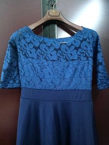 Blue Lace Fit &amp; Flare Dress