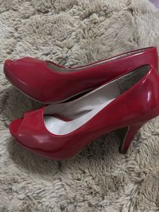 Red Peep-Toe Heels