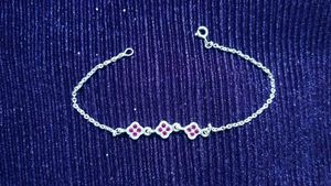 Real Silver Bracelet with Red Diamond Accents