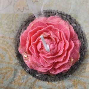 Rose Flower 2 Candles Handmade With Stand