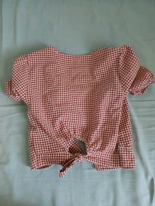 Red Gingham Tie-Front Top