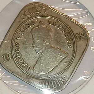 Rare George V 1918 2 Annas &amp; 1929 1 Anna Coin Set