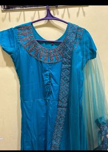Teal Colour Anarkali Suit Set Size L