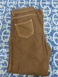 Brown Ripped Wide Leg Jeans