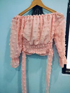 Mauve Off-Shoulder Crop Top