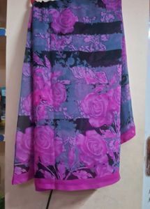 Rose With Grey Color Soft Saree  Georget Sare