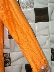 Chanderi Silk Orange Kurti