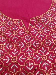 Neck Embroidery Patch Pink White N Golden