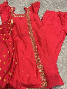 Straight Suit Duptta With Pant Carrot Colour