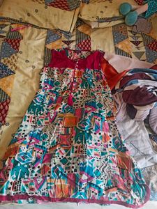 New Sleeveless A LineCotton Kurti With Beautiful T