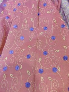 Elegant Embroidered Saree with stiched blouse