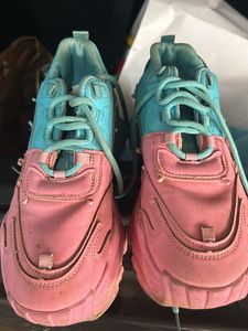 Very Pretty Blue And Pink Shade Heel Shoes