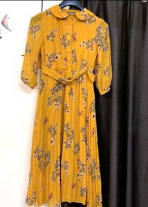 🌼 Floral Mustard Midi Dress 🌼