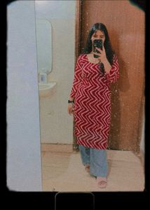 Stylish Red &amp; White Kurta