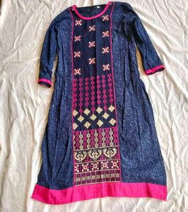 Blue Embroidered Kurti