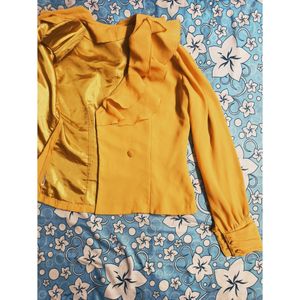 Mustard yellow double breasted blouse