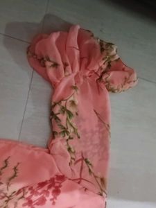 Peach Floral Tiered Dress