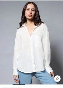 Pure Linen Branded White Shirt- New