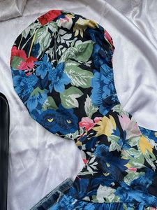 Floral beautiful neckline top