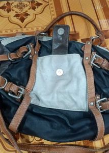 Unique Leather &amp; Canvas Satchel