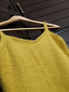 Women Mustard Fuzzy Tank Top