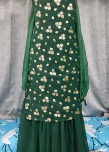 Green & Gold Printed Kurta Set