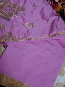Lavender Saree With Thread Work