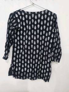 Printed Black short kurti