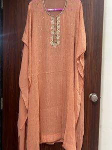 Peach Embellished Party Wear Kurta Sets