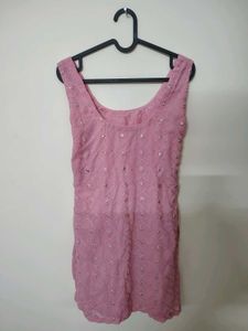 Pink Mirror Work Sharara Set