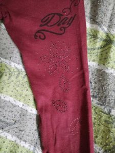 Maroon Printed Leggings