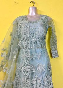 Elegant Blue Embroidery Gown