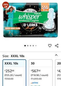 Whisper XXXL Sanitary Pads Brand New