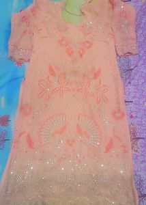 Peach Embroidered Kurti