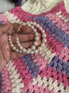 Crochet Knit Top with FREE EARRINGS