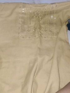 Elegant Beige Embroidered Kurta