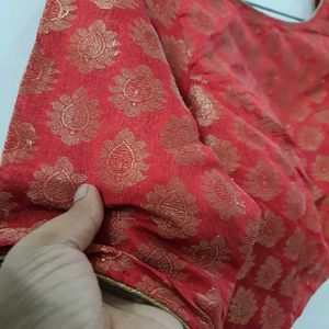 Red Brocade Blouse